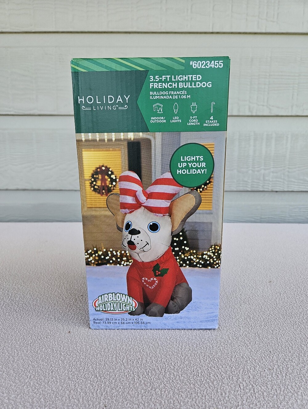 Holiday Living Airblown Inflatable Lighted French Bulldog Dog 3.5ft LED Xmas